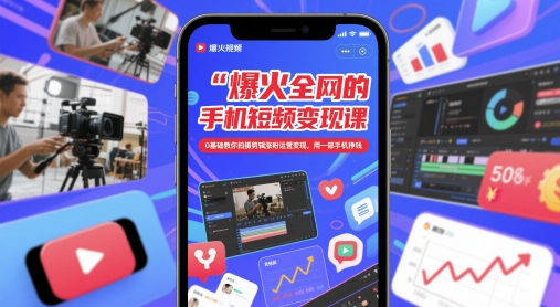 爆火全网的手机短视频变现课,0基础教你拍摄剪辑涨粉运营变现,用一部手机挣钱牛牛资源网-专注分享网络创业项目落地实操课程 – 全网首发_高质量创业项目输出牛牛资源网