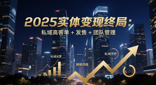 2025实体变现终局:私域高客单+发售+团队管理牛牛资源网-专注分享网络创业项目落地实操课程 – 全网首发_高质量创业项目输出牛牛资源网