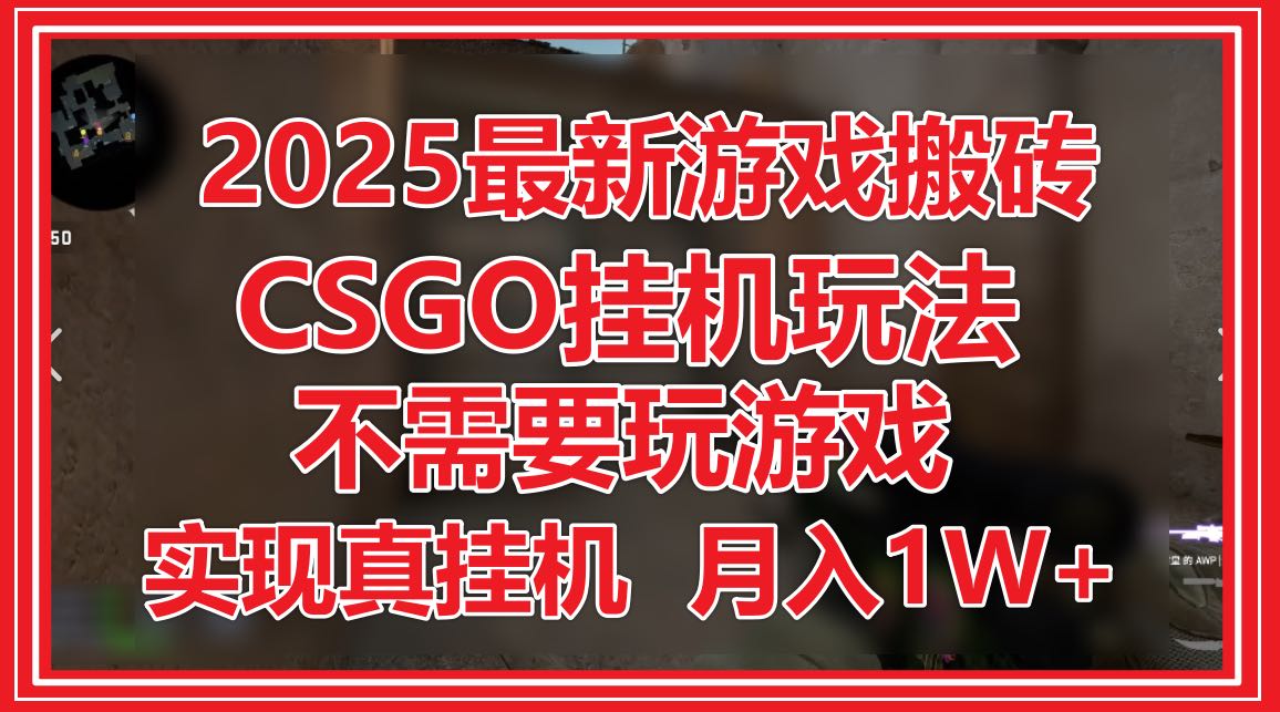 2025最新游戏搬砖，CSGO挂机，不需要玩游戏，实现真挂机，月入1W+牛牛资源网-专注分享网络创业项目落地实操课程 – 全网首发_高质量创业项目输出牛牛资源网