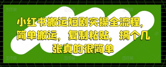 小红书搬运短剧实操全流程，简单搬运，复制粘贴，搞个几张真的很简单牛牛资源网-专注分享网络创业项目落地实操课程 – 全网首发_高质量创业项目输出牛牛资源网