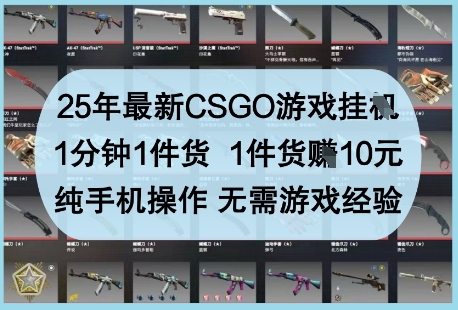 25年最新CSGO游戏挂G，1分钟1件货，1件货挣10元，纯手机操作，无需游戏经验【揭秘】牛牛资源网-专注分享网络创业项目落地实操课程 – 全网首发_高质量创业项目输出牛牛资源网